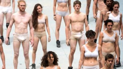 Artists perform during the opening show directed by German director Volker Hesse, on the opening day of the Gotthard rail tunnel - 1 June 2016