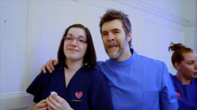 Emma Pinnll and Rhod Gilbert