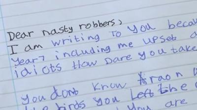 A letter to the thieves from a pupil
