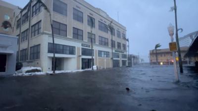 Street flooded with storm water