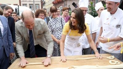 Duke and Duchess of Cambridge make pretzels