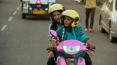 New ladies only motorbike taxi service tries to keep Delhi women safe.