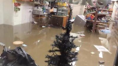 Flooded shop in Glenridding