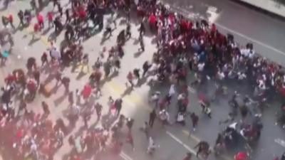 Crowds fleeing in Toronto