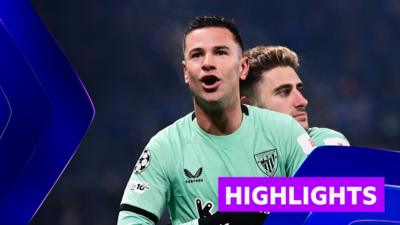 Robert Navarro hugs Gorka Guruzeta as they celebrate in green Athletic Club kit