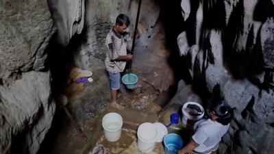 Collecting cave water