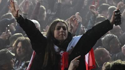 Wrexham fans celebrate after winning promotion to the EFL