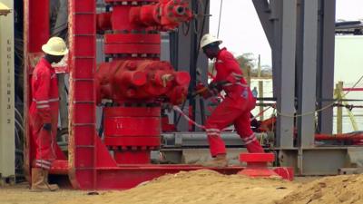 Workers on an oil well in Turkana, Kenya