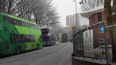 Buses stuck on hill