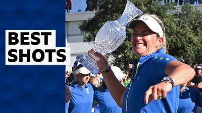 Team Europe captain Suzann Pettersen celebrates retaining the Solheim Cup