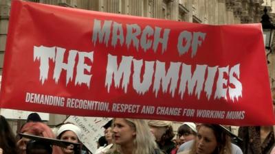 The women taking to the streets to campaign for better rights for UK working mothers – in fancy dress.