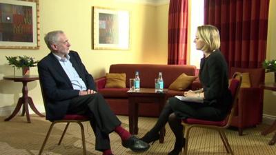 Laura Kuenssberg and Jeremy Corbyn