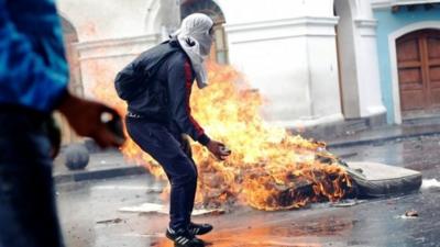 protester in Ecuador