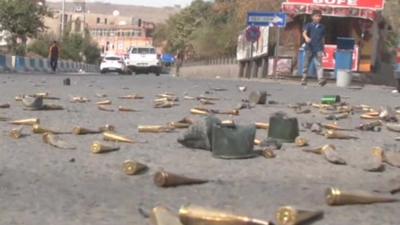 Bullet cases on the road in Cizre