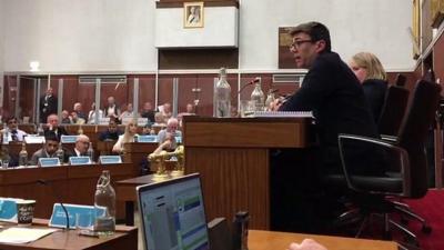 Andy Burnhamt at Oldham Council meeting