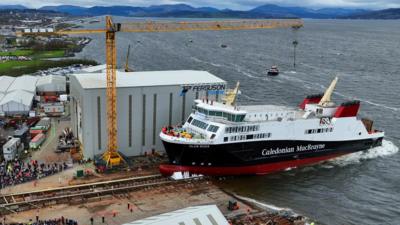 The MV Glen Rosa photographed from the air