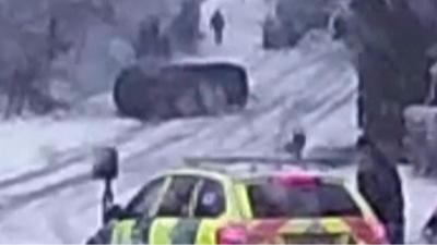 The moment a car rolls over in Sheffield is caught on dashcam.