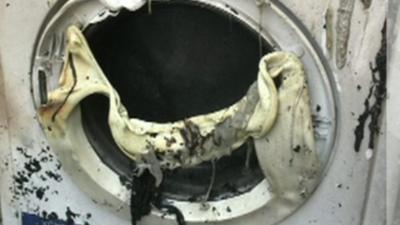 A damaged dryer