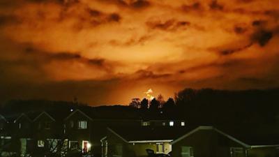 The Fife sky is lit up by burning gas at the Mossmorran petrochemical plant, with flames visible for miles around.