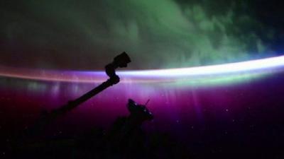 Still from timelapse footage of the Northern Lights