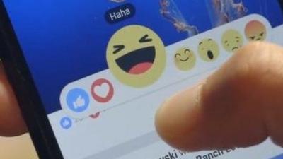 Haha emoji selected on mobile version of Facebook