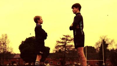 Wellington School rugby players facing each other