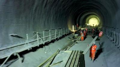 Drone picture of a Crossrail tunnel