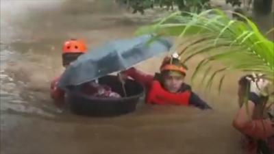 Baby rescued in a plastic tub