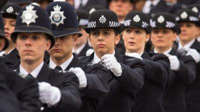 New recruits marching in police passing out parade