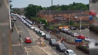 Police have directed long queues of cars at some Scottish McDonald's drive-thrus.