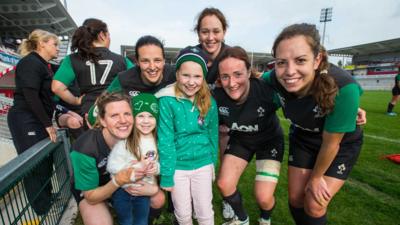 Young girls get the chance to meet their rugby heroes in Belfast