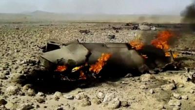 Video of burning plane wreckage