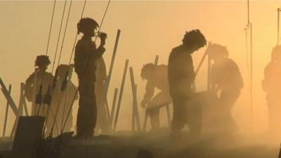 File photo of British soldiers in silhouette