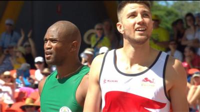 England's Andrew Pozzi and home nation sprinters in men's 110m hurdles heats action