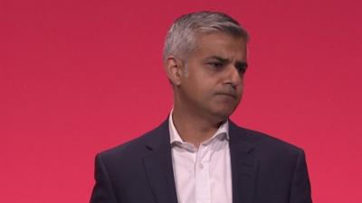 Sadiq Khan addressing Labour conference