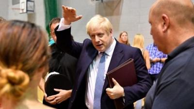 Boris Johnson speaks to residents in Whaley Bridge