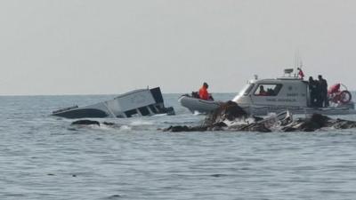 Capsized boat