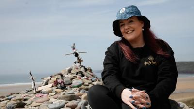 A tribute to an elf named Dobby sits above National Trust-run Freshwater West beach