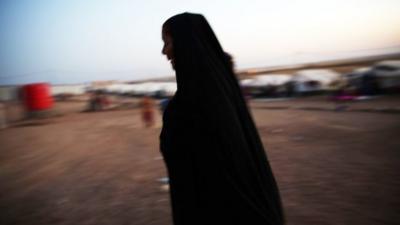 A displaced Iraqi woman in one of the refugee camps.
