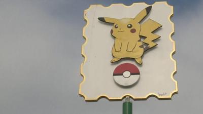 Pokemon sign in Kijkduin, The Hague