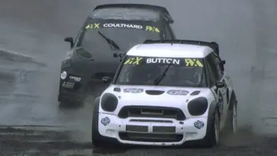 Jenson Button takes on David Coulthard at Rallycross BBC Sport
