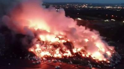 Huge landfill fire