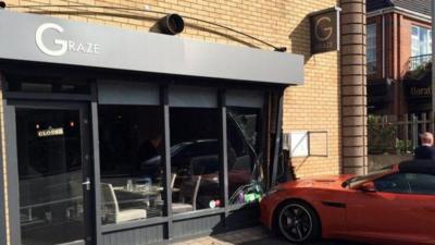 Car that crashed into restaurant window