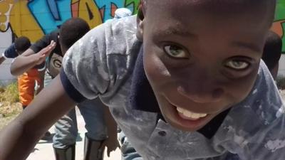 Young boy dancing