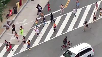 People fleeing a gay pride parade in Washington, DC