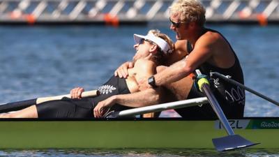 Eric Murray and Hamish Bond celebrate