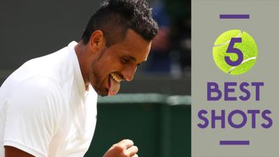 Nick Kyrgios sticks his tongue out