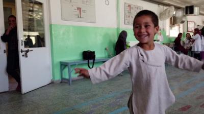 Ahmad, dancing in hospital with his new prosthetic leg