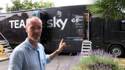 BBC Sport's Matt Slater gets a sneak peek of Team Sky's mobile kitchen at the Tour de France