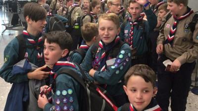 Scouts in airport